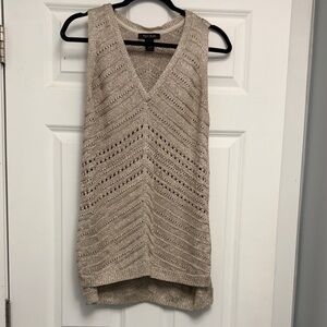 Light Beige Knit Sleeveless V-Neck Sweater Tank